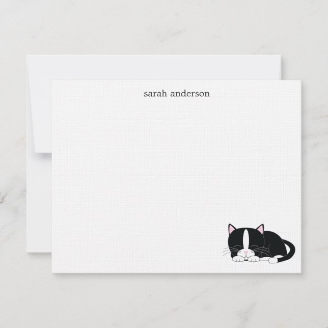 Schlaflose Katze Flat Danke Notizen Einladung (Vorderseite)
