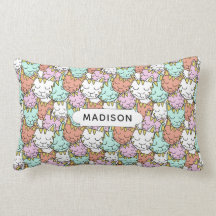 Schlaflose Katzen Muster individuelle Name Kissen 