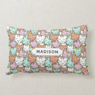 Schlaflose Katzen Muster individuelle Name Kissen