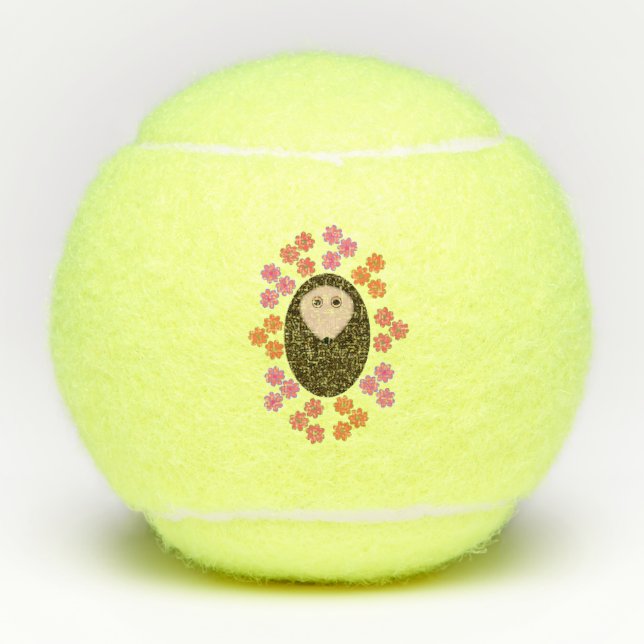 Schlaflosigkeit Igel und Blume Tennis Balls Tennisbälle (Vorderseite)
