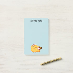 Schlafmädchen mit gemütlicher Katze Post-it Klebezettel