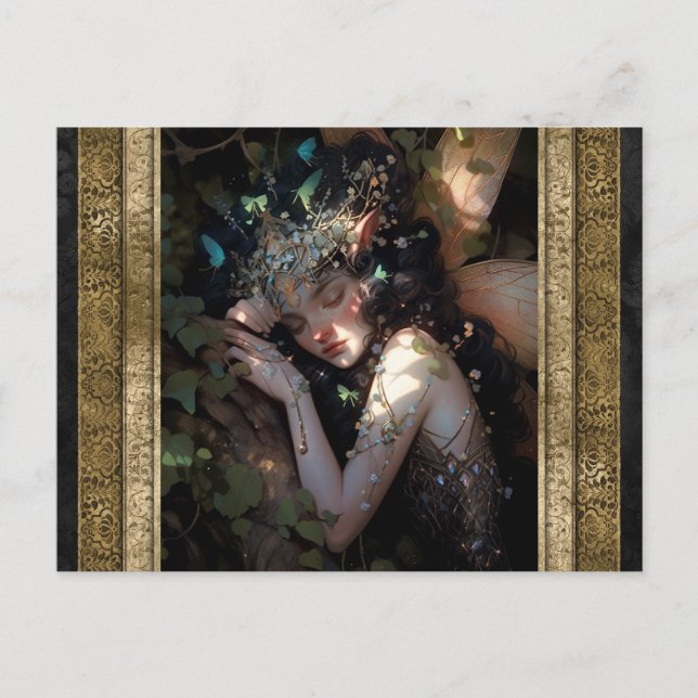Schlafmärchen Girl Fantasy Kunst, Dichtung und Mus Postkarte (Vorderseite)