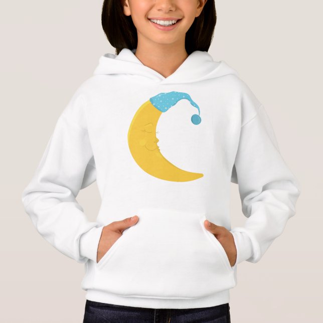 Schlafmond, Gelber Mond, Niedlicher Mond, Nachthem Hoodie (Vorderseite)