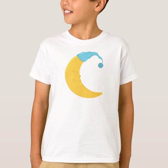 Schlafmond, Gelber Mond, Niedlicher Mond, Nachthem T-Shirt (Vorderseite)