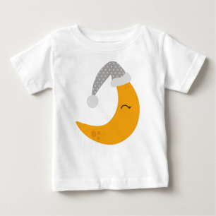 Schlafmond, Nachtkappe, Niedlicher Mond, Gelber Mo Baby T-shirt