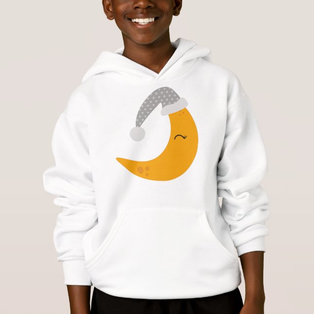 Schlafmond, Nachtkappe, Niedlicher Mond, Gelber Mo Hoodie (Vorderseite)