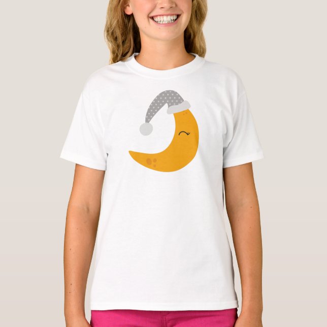 Schlafmond, Nachtkappe, Niedlicher Mond, Gelber Mo T-Shirt (Vorderseite)