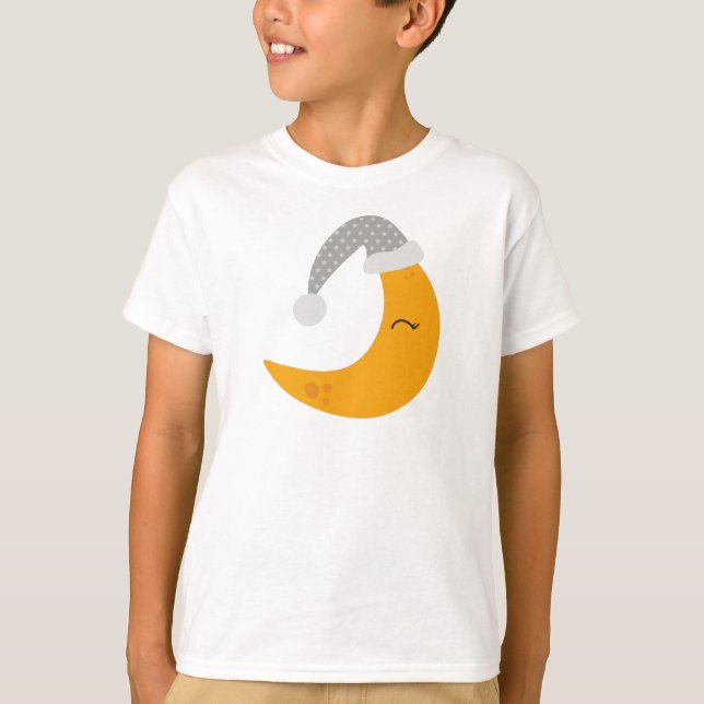 Schlafmond, Nachtkappe, Niedlicher Mond, Gelber Mo T-Shirt (Vorderseite)