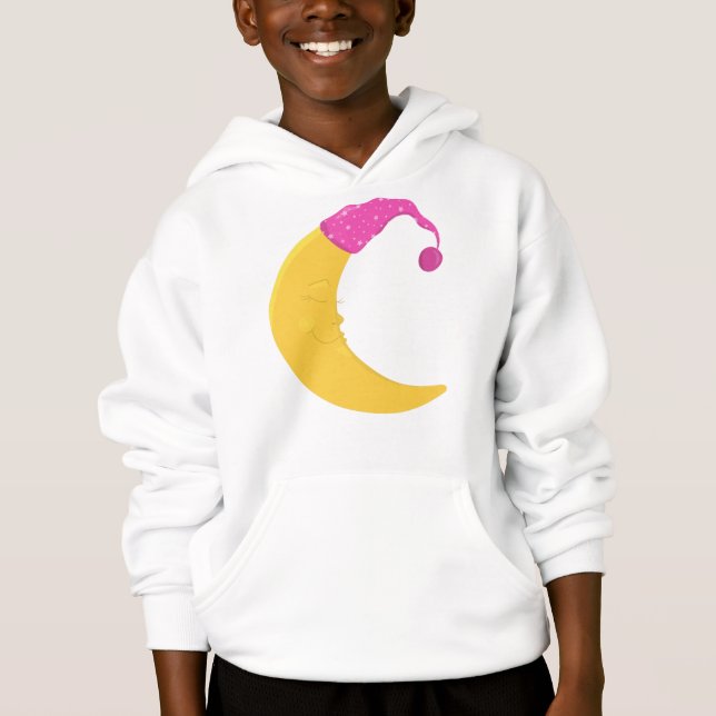 Schlafmond, Niedlicher Mond, Gelber Mond, Nachthem Hoodie (Vorderseite)