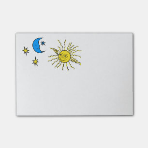 Schlafmond und lächelnde Sonne Post-it Klebezettel