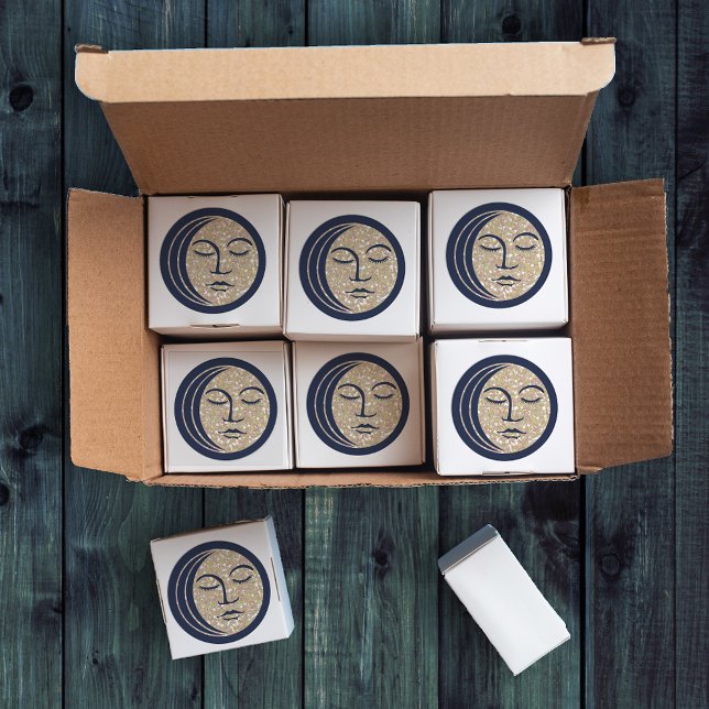 Schlafmoon Magic Navy Blue Vintag Celestis Runder Aufkleber (Von Creator hochgeladen)