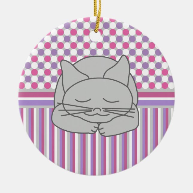 Schlafmuster für graue Katzen Keramik Ornament (Vorne)
