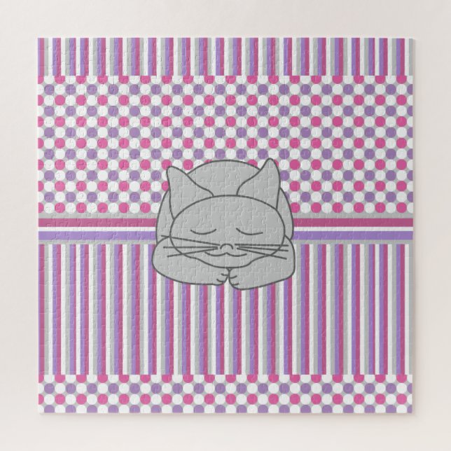 Schlafmuster für graue Katzen Puzzle (Vertikal)