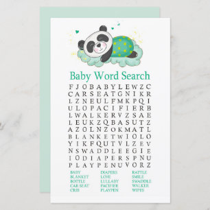 Schlafpanda Baby Dusche Word Search Game