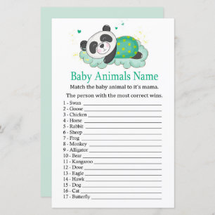 Schlafpanda Baby Tiere Name Spiel