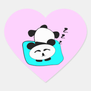 Schlafpanda Herz-Aufkleber
