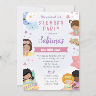 Schlafparty-Einladung für Mädchen in Pyjamas mit K Einladung