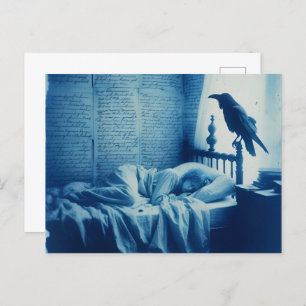 Schlafperson und ein Raven Pop Postkarte