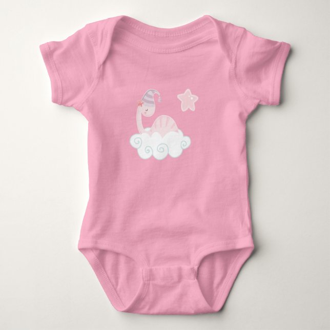Schlafpink Dinosaurier Baby Strampler (Vorderseite)
