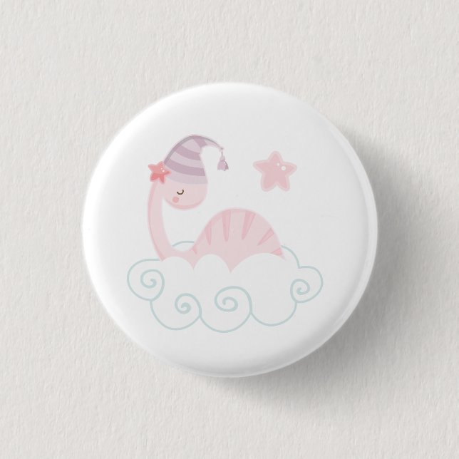 Schlafpink Dinosaurier Button (Vorderseite)