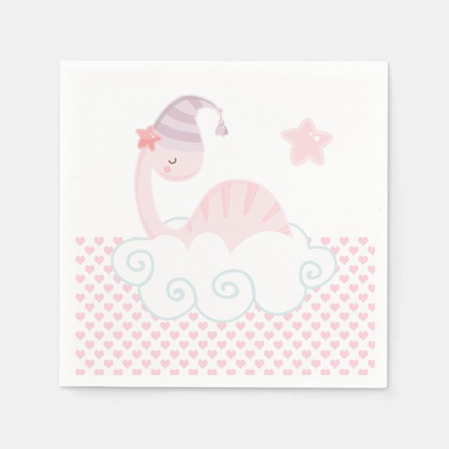 Schlafpink Dinosaurier Napkins Serviette (Vorderseite)