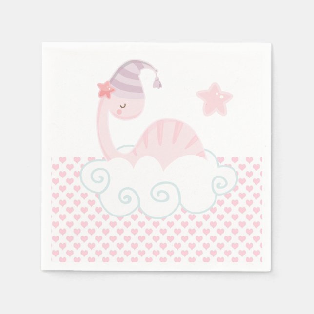 Schlafpink Dinosaurier Napkins Serviette (Vorderseite)