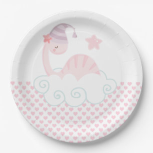 Schlafpink Dinosaurier Pappteller