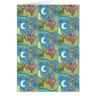 SCHLAFPLATTE PINK FLAMINGO & CROC HALLOWEEN KARTE