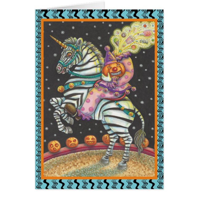 SCHLAFPLATTE ZIRKUS KLOWN, ZEBRA GREETING CARD Bl (Vorne)