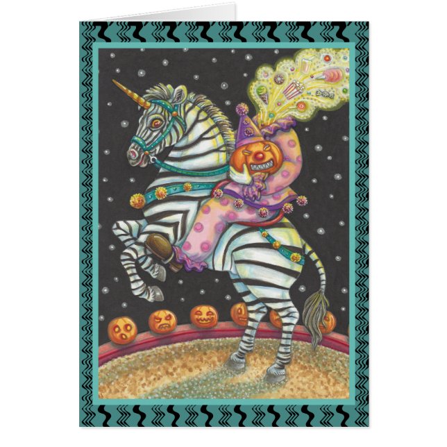 SCHLAFPLATTE ZIRKUS KLOWN, ZEBRA GREETING CARD Bl (Vorne)