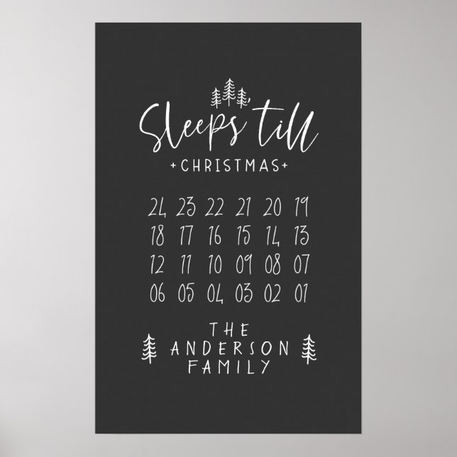 Schlafplätze 'bis Weihnachten Moderne minimalistis Poster (Vorne)
