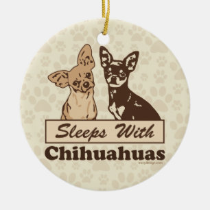 Schlafplätze mit Chihuahuas Keramik Ornament
