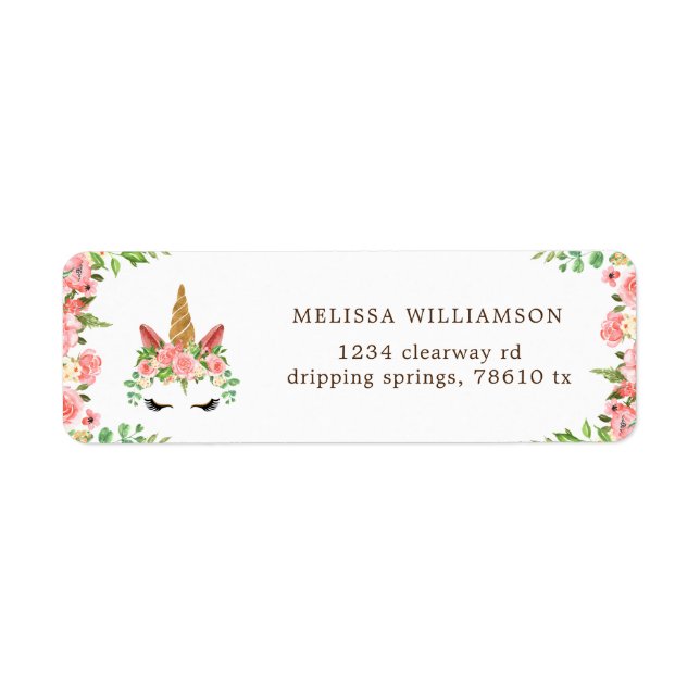 Schläfrig-Einhorn-Rose-Rücksendetikett (Vorne)