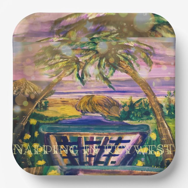 Schläfrig in Key West - Spaß und Entspannung Pappteller (Vorderseite)
