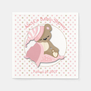Schläfrige Bärn-Mädchen-Babyparty Serviette