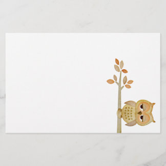 Schläfrige Eule im Baum-Briefpapier Briefpapier
