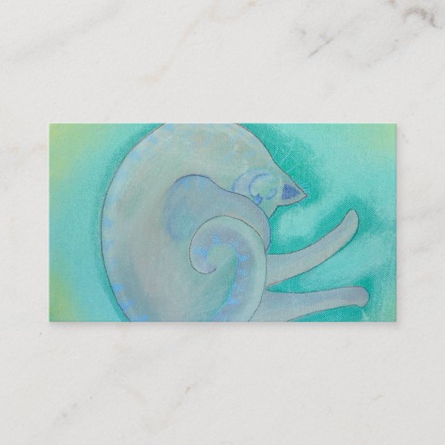 Schläfrige graue Katze Visitenkarte (Vorderseite)