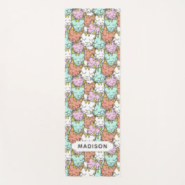 Schläfrige Katzen-Muster-Name-Yogamatte Yogamatte