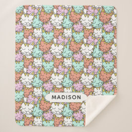 Schläfrige Katzen-Muster-Namedecken Sherpadecke