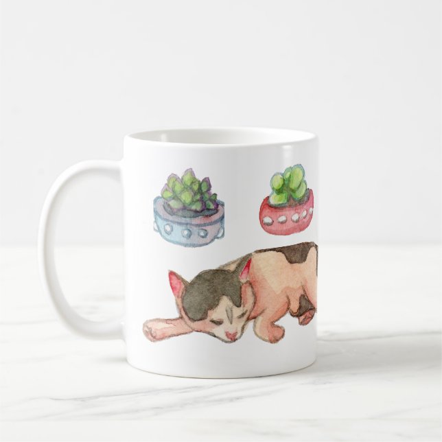 Schläfrige Katzen und Sukkulatur Kaffeetasse (Links)