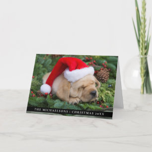Schläfrige Labrador Retriever Welpe mit Weihnacht Feiertagskarte