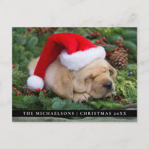 Schläfrige Labrador Retriever Welpe mit Weihnacht Feiertagspostkarte