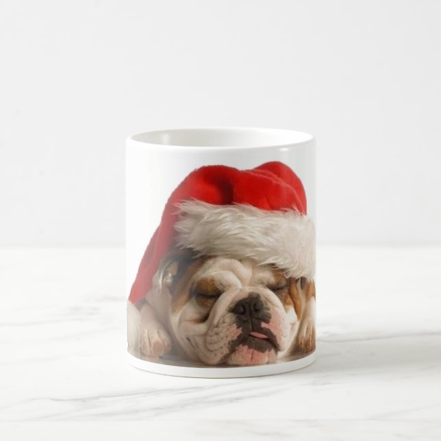 Schläfrige Weihnachtsbulldoggen-Tasse Kaffeetasse (Mittel)