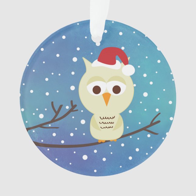 Schläfrige Weihnachtseulen-personalisierte Ornament (Vorderseite)