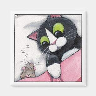 Schläfriger Begleiter - Katzen-Magnet Magnet