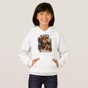 Schläfriger Fuchs mit niedriger Batterie und große Hoodie