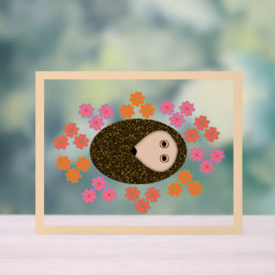 Schläfriger Igel und Blume Acrylschild