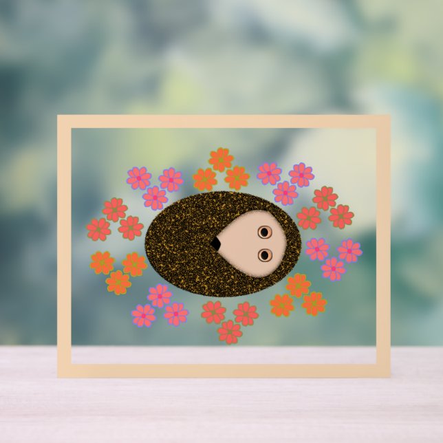 Schläfriger Igel und Blume Acrylschild (Neutral)