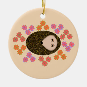 Schläfriger Igel und Blume Ornament