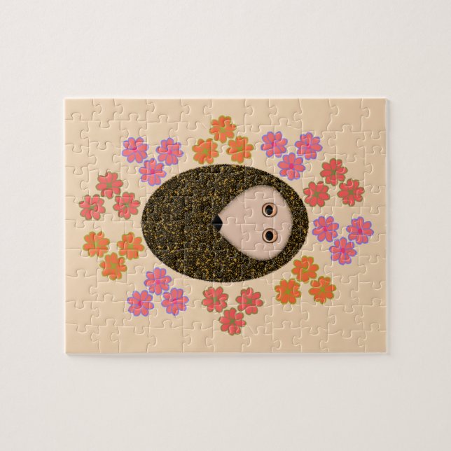 Schläfriger Igel und Blume Puzzle (Horizontal)